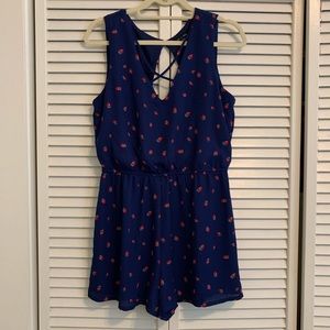 Strawberey Navy Romper, Large